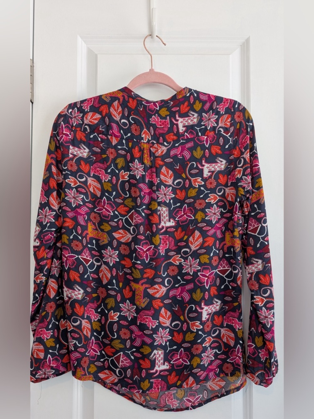 Anthropologie Maeve Primitive Animal Novelty Artsy Blouse Multicolored Size 2 - Picture 4 of 10